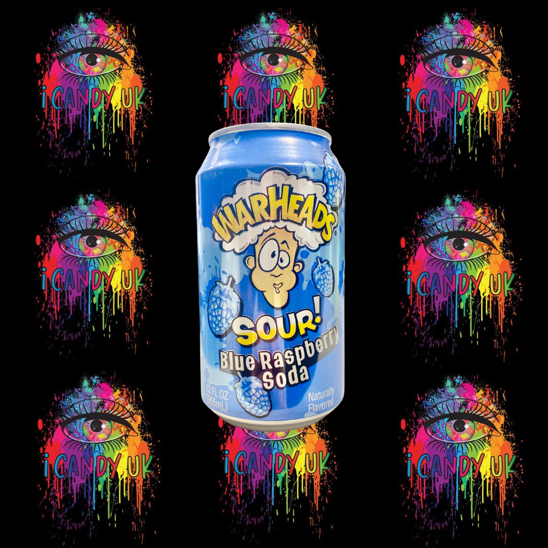 Warheads Sour Blue Raspberry Soda Cans 355ml