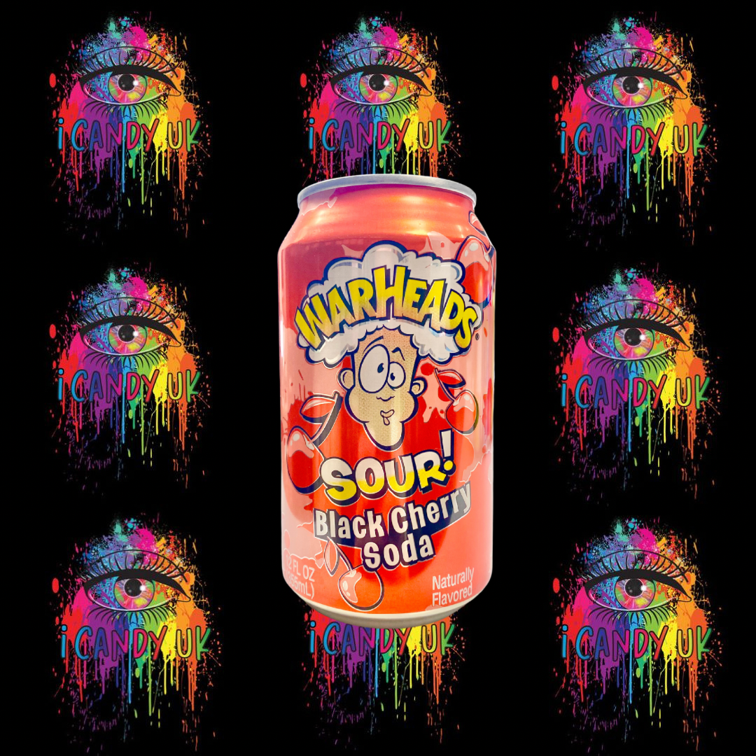 Warheads Sour Black Cherry Soda Cans 355ml