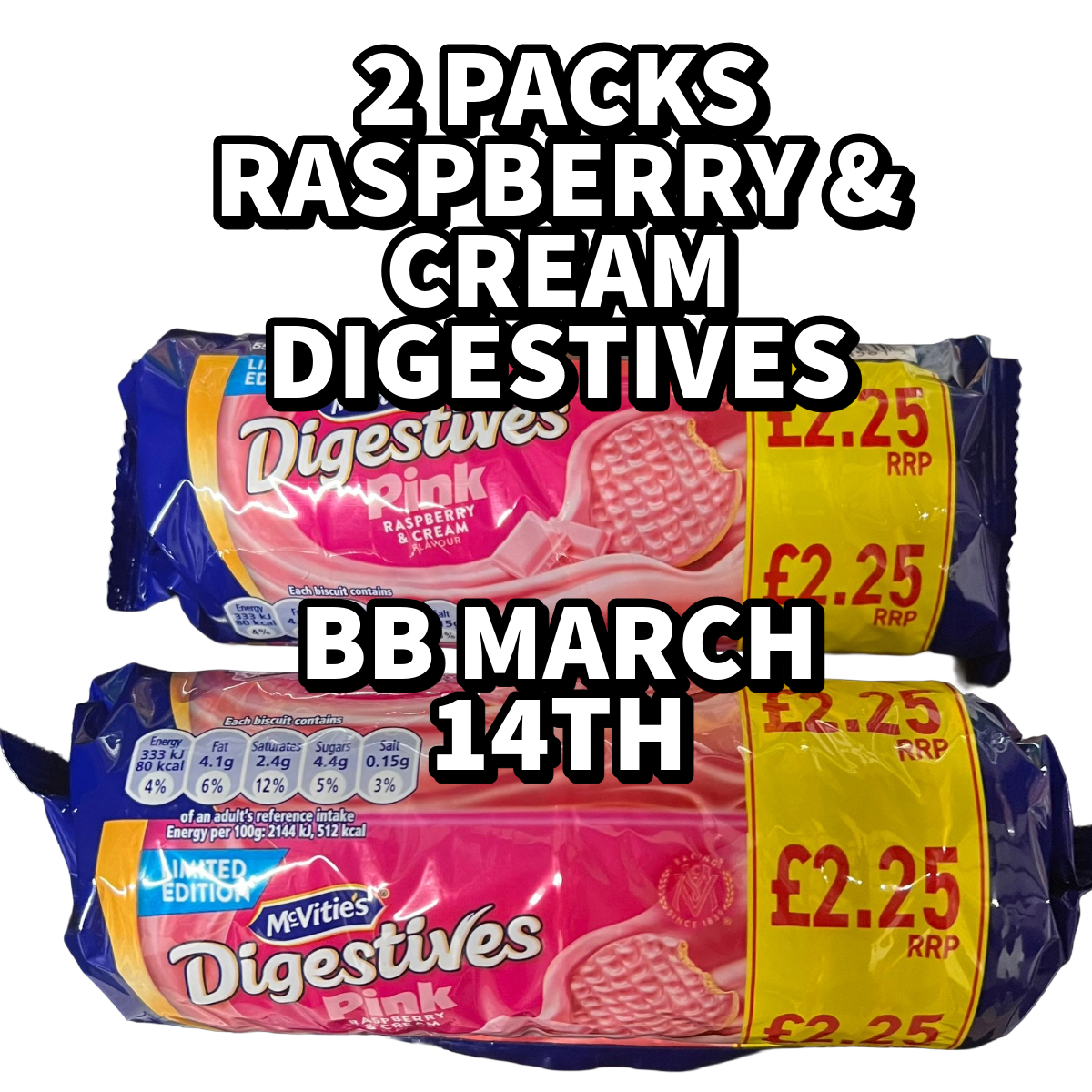 2 Packs Of McVitites Raspberry 7 Cream Biscuits