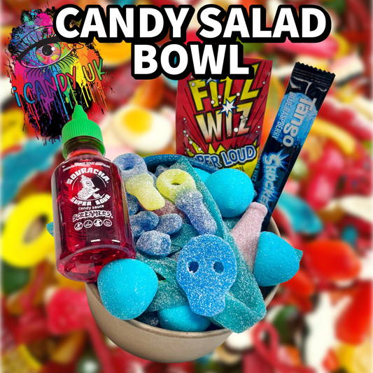 Candy Salad Bowl - Included 1 Souracha bottle, Popping Candy & Sour Chew Bar