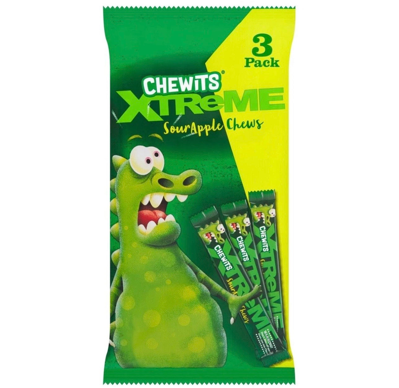 Chewits Xtreme Sour Apple Chews 3 Pack